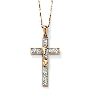 Isabella Collection Gold over Silver Diamond Accent Footprints Cross