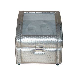 Rocket Silver and Gray Double Watch Winder (8.5 x 8.25 x 7.75)