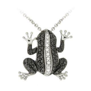 DB Designs Sterling Silver Black Diamond Accent Frog Necklace