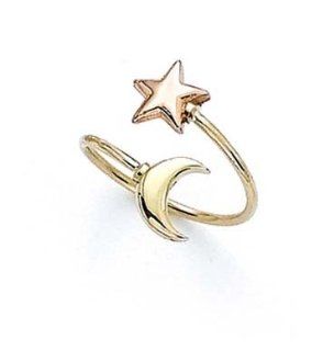 14k Two Tone Star Moon Toe Ring   JewelryWeb Jewelry