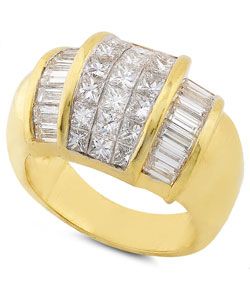18k Yellow Gold 3ct TDW Pricness cut Diamond Ring