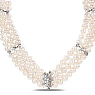 Pearl and Blue Topaz Necklace (7.5 8 mm) Today $155.99