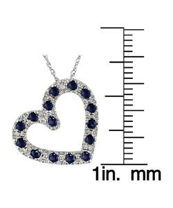 Miadora 10k White Gold Sapphire Heart Pendant with Diamond Accent
