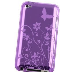 Purple Butterfly TPU Rubber Case for Apple iPod touch 4th Gen