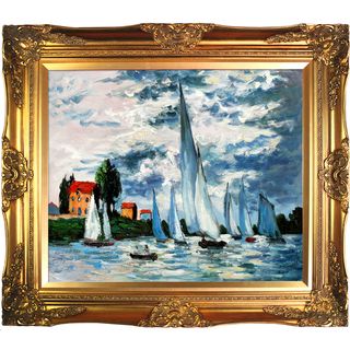 Claude Monet Regates at Argenteuil Hand Painted Framed Canvas Art