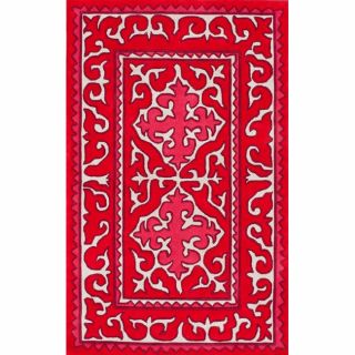 Handmade Spanish Tile Red Rug (76 x 96)
