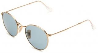 Ban 0RB3447 Round Sunglasses,Gold Frame/Sky Blue Lens,One Size Shoes