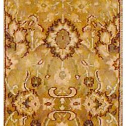 Indo Hand knotted Gold Mahal Wool Rug (28 x 165)