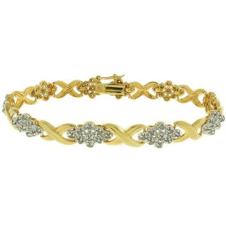 18k Gold Overlay 1ct TDW Diamond Flower Bracelet Today $159.99