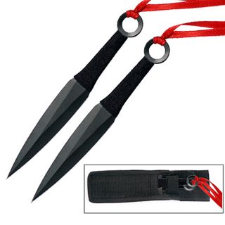 Defender 6 inch Black Carbon Steel Throwing Knives with Sheath (Set of