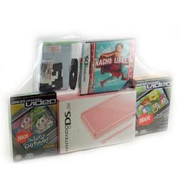NinDS Lite Bundle   Coral Pink with 2 Movies and Nacho Libre Game