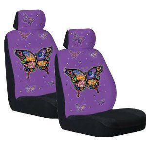 Front Low Back Car Truck SUV Colorful Butterfly Seat Covers