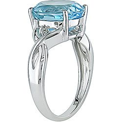 Miadora 10k White Gold Sky Blue Topaz and Diamond Ring