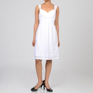 Blu Sage Womens White Polka Dot Sun Dress