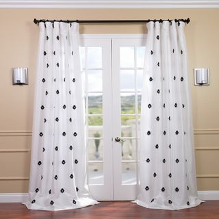 Mirror White Embroidered Faux Silk 108 inch Curtain Panel