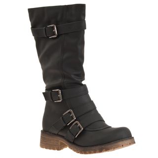 Riverberry Womens Combat Buckle Detail Boots