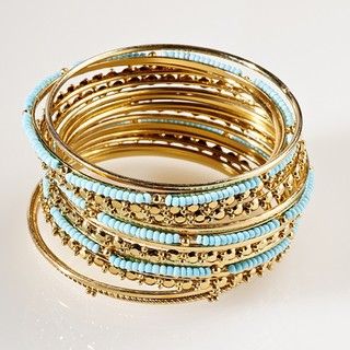 Creative Design Group Goldtone Beaded Bangle Bracelet Set