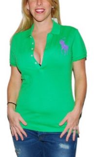 Polo Ralph Lauren Womens Rhinestone Big Pony Shirt Green