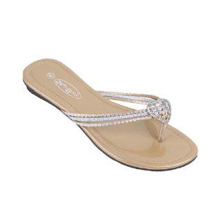 New Fashion Womens Slip On Sandals W/Sequins & Stones 4 Colors