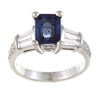 18k White Gold Blue Sapphire and 3/4ct TDW Diamond Ring (G H, VS1 VS2