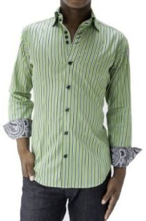Bertigo Green Striped Luxury Shirt for Men   Viana