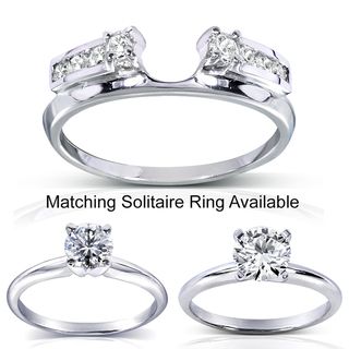 14k White Gold 1/4 to 1ct TDW Diamond Wrap or Round cut Solitaire Ring