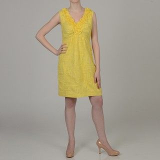 Tiana B Womens Yellow Cotton Ruffle Sun Dress