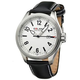 Golana Swiss Mens Terra Pro 100 Steel Case Leather Strap Watch