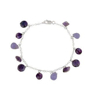 Sterling Silver Bracelet with Amethyst and Purple Crazy