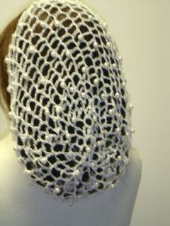 S157iv, Hand Crocheted Vintage Ivory Gimp Large Snood with