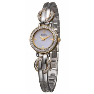 Bulova Womens Crystal Two tone Stainless Steel Quartz Watch