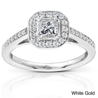 14k Gold 1/2ct TDW Diamond Halo Engagement Ring