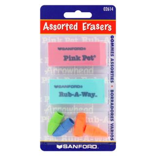 Sanford Pink Pet, Rub A Way, and Pencil Cap Erasers (Pack of 6) Today