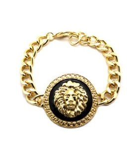 New Rihanna Gold/Black Lion Head Charm Bracelet BLQ158G