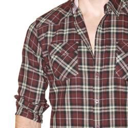 191 Unlimited Mens Brown Plaid Flannel Shirt