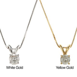 14k Gold 1/3ct TDW Round Diamond Solitaire Necklace