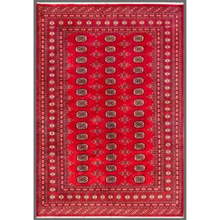 Pakistani Hand knotted Bokhara Red/ Ivory Wool Rug (57 x 710