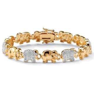 Ultimate CZ 14k Two tone Gold Cubic Zirconia Elephant Link Bracelet