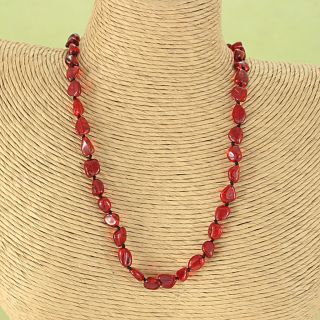 Handcrafted Ruby Red Baltic Amber Freeform Beads Necklace (Lithuania