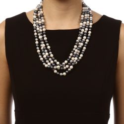 Multi colored Dark Freshwater Pearl 100 inch Endless Necklace (9 10 mm