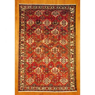 Persian Hand knotted Tribal Bakhtiari Red/ Ivory Wool Rug (72 x 109