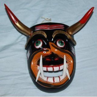 Tarascan Tricky Devil Mask # C 162, Wood Carving, Painted, Mexico