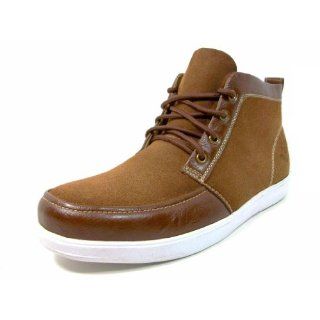Mens Brown Trendy Casual Sneakers Ankle High Boots Lace Up Style