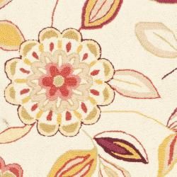 Hand hooked Floral Garden Ivory/ Pink Wool Rug (29 x 49)
