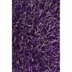Hand woven Mandara Purple Shag Rug (79 x 106)