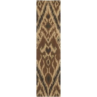 Handmade Marrakesh Brown New Zealand Wool Rug (23 x 9)