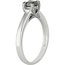 Miadora 10k White Gold 1/2ct TDW Black Diamond Ring