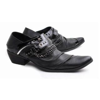 Mens Leather Buckle Chain Studded Dress Shoes Casual Shoes ELT29 3