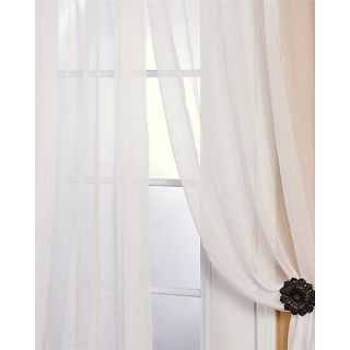 Off White Poly Voile 108 inch Sheer Curtain Panel Pair