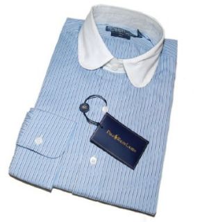Mens Club Contrast Dress Shirt Blue White Stripe 15/38 $165 Clothing